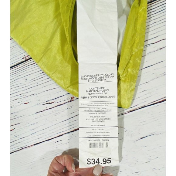 Pier 1 Embroidered Throw Pillow Cover Pillowcase Sham Bright Green 18" x 18" - Picture 9 of 10